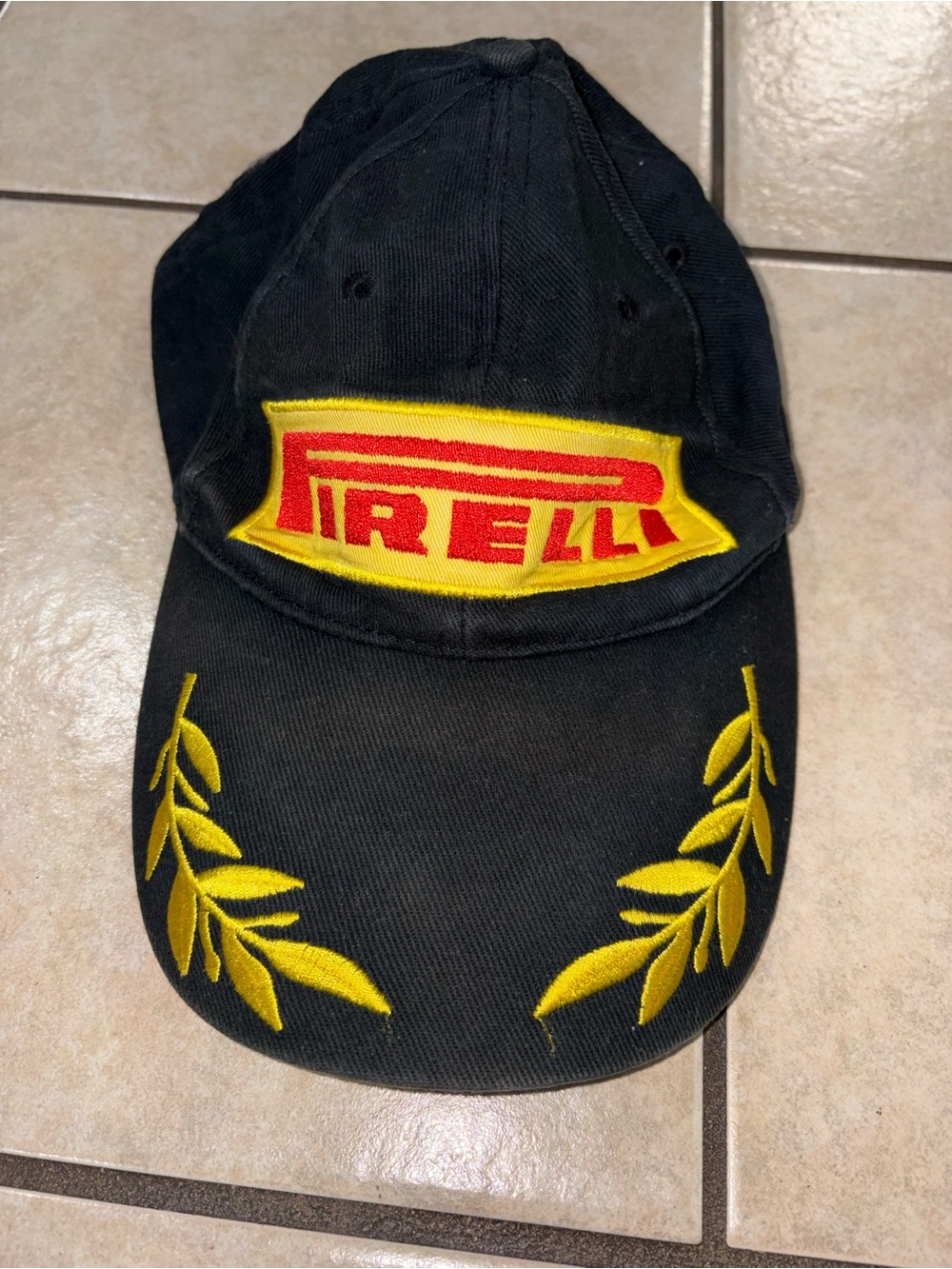 Pirelli Black Cap with Yellow Embroidered